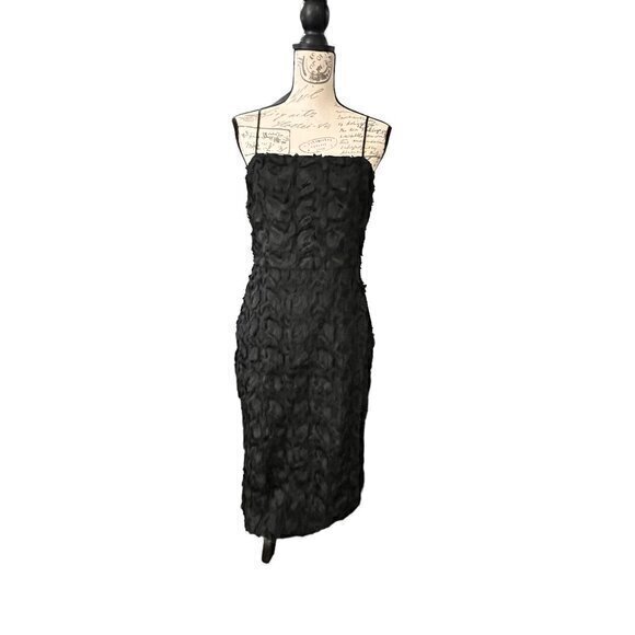 NEW COOPER ST Chenille Fabric Midi COCKTAIL DRESS $200‎ Size 8 NORDSTROM Black - Picture 1 of 16